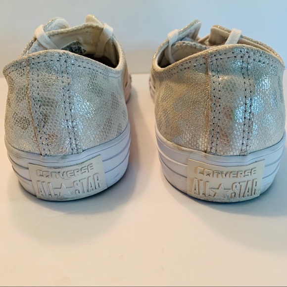 Converse Silver Metallic Leopard Print Tennis Shoe - Picture 9 of 15